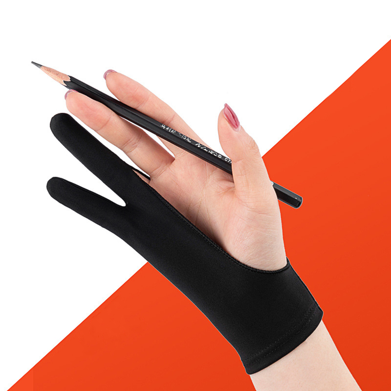Digital Drawing Tablet - ถุงมือวาดภาพสองนิ้วป้องกันการสัมผัสสำหรับแท็บเล็ตดิจิตอลบอร์ดทัชสกรีนป้องกันการเปรอะเปื้อนอุปกรณ์ภาพสีน้ำมัน