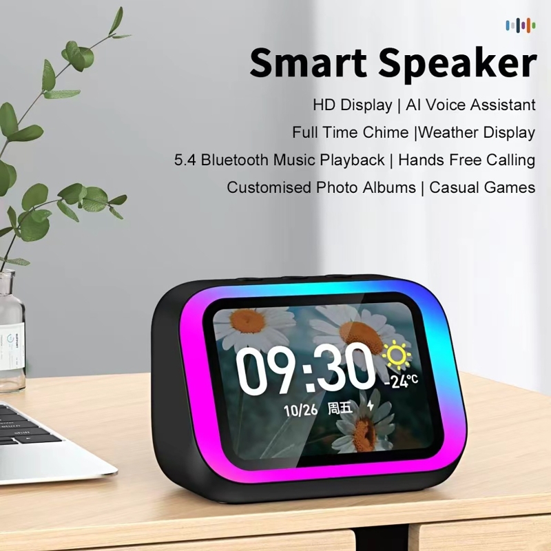 Electronics For Home - ลำโพงบลูทูธพร้อมผู้ช่วยเสียง AI ไฟ RGB นาฬิกาปลุก หน้าจอ