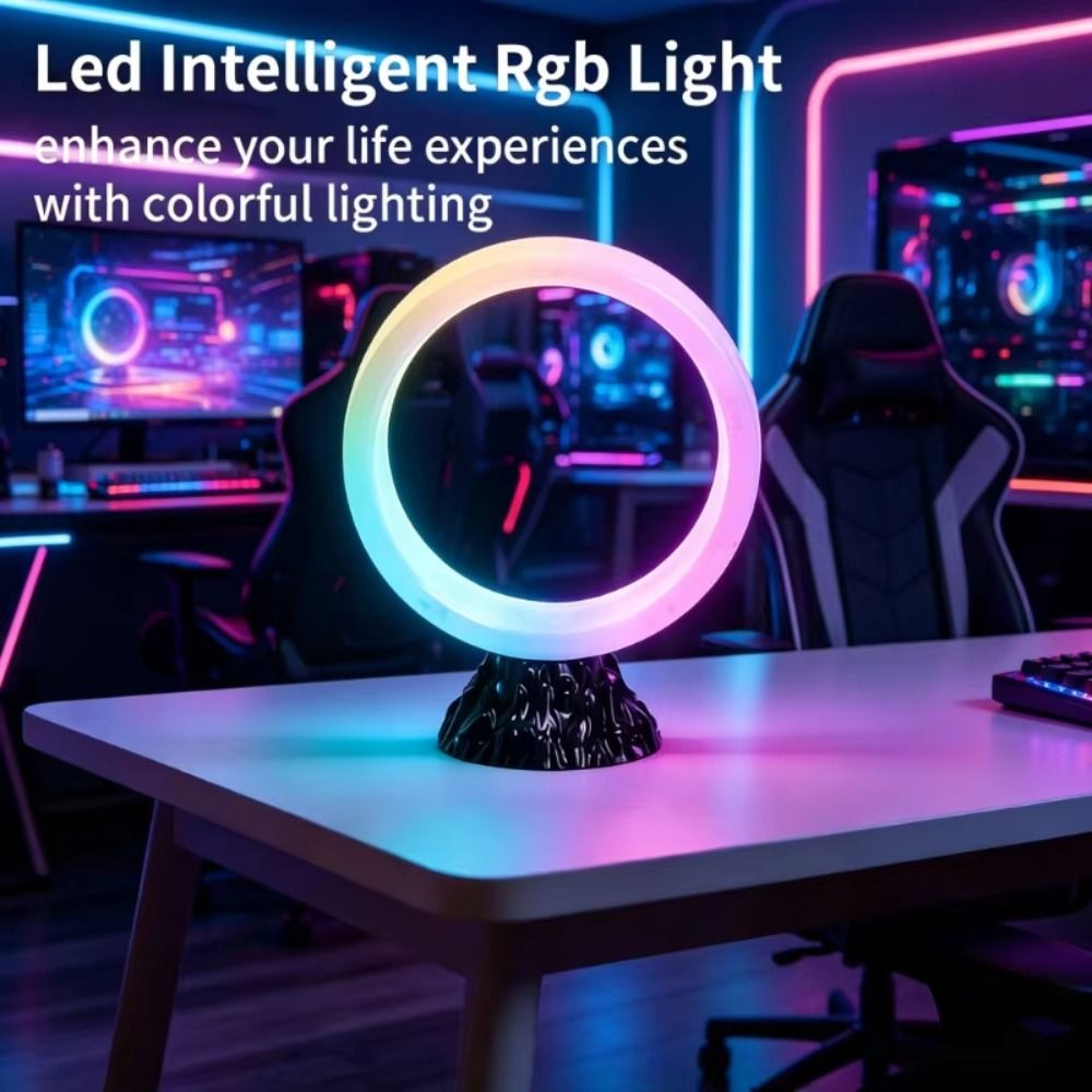 Rgb Desk Lamp Smart - โคมไฟตั้งโต๊ะอัจฉริยะ RGB เปลี่ยนสีได้ ดีไซน์ทรงกลม ประหยัดพลังงาน ไฟกลางคืน