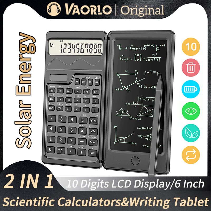 Digital Drawing Tablet - VAORLO 2 IN 1 เครื่องคิดเลขวิทยาศาสตร์แบบพับได้พร้อมแท็บเล็ตการเขียนขนาด 6