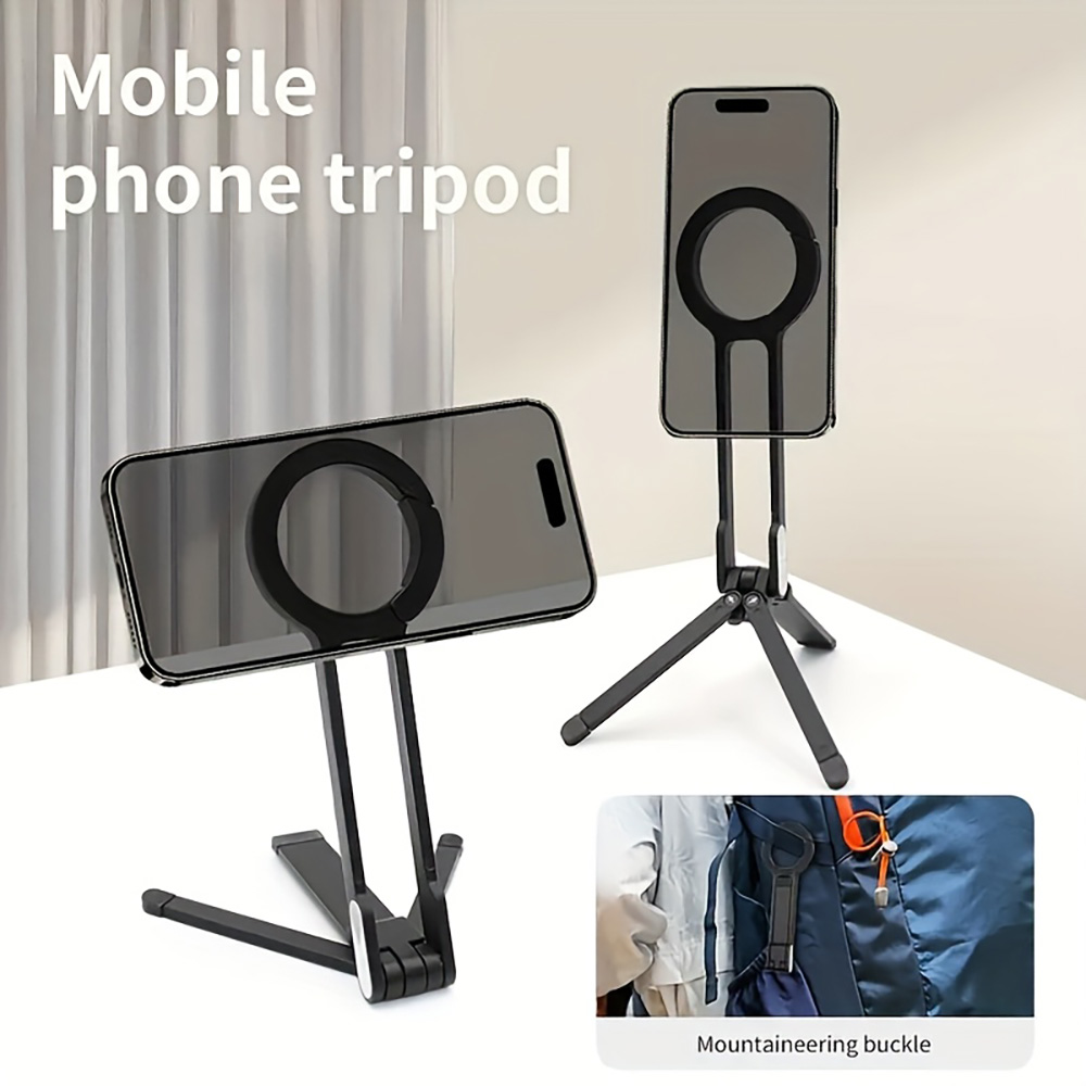 Auto Tracking Tripod - ขาตั้งโทรศัพท์มือถือแบบคาราไบเนอร์ พร้อมแม่เหล็ก ปรับระดับได้ พับเก็บได้ ใช้ได้กับ iPhone