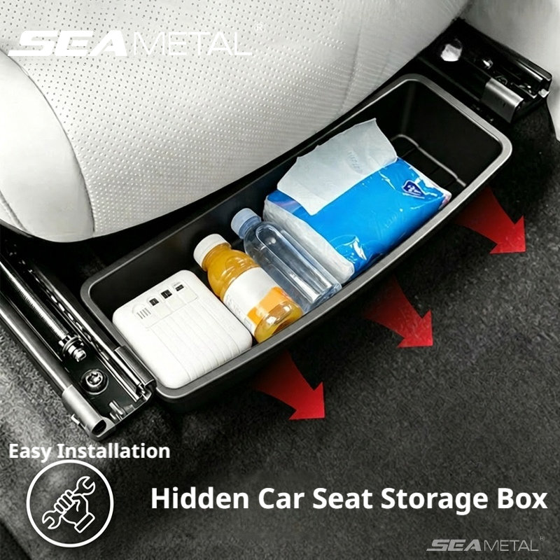 Electronic Gadgets - SEAMETAL กล่องเก็บของใต้เบาะรถยนต์อเนกประสงค์กล่องจัดระเบียบด้านล่างเบาะรถยนต์กล่องเก็บของแบบถอดได้กล่องใส่อุปกรณ์อเนกประสงค์อุปกรณ์เสริมอเนกประสงค์