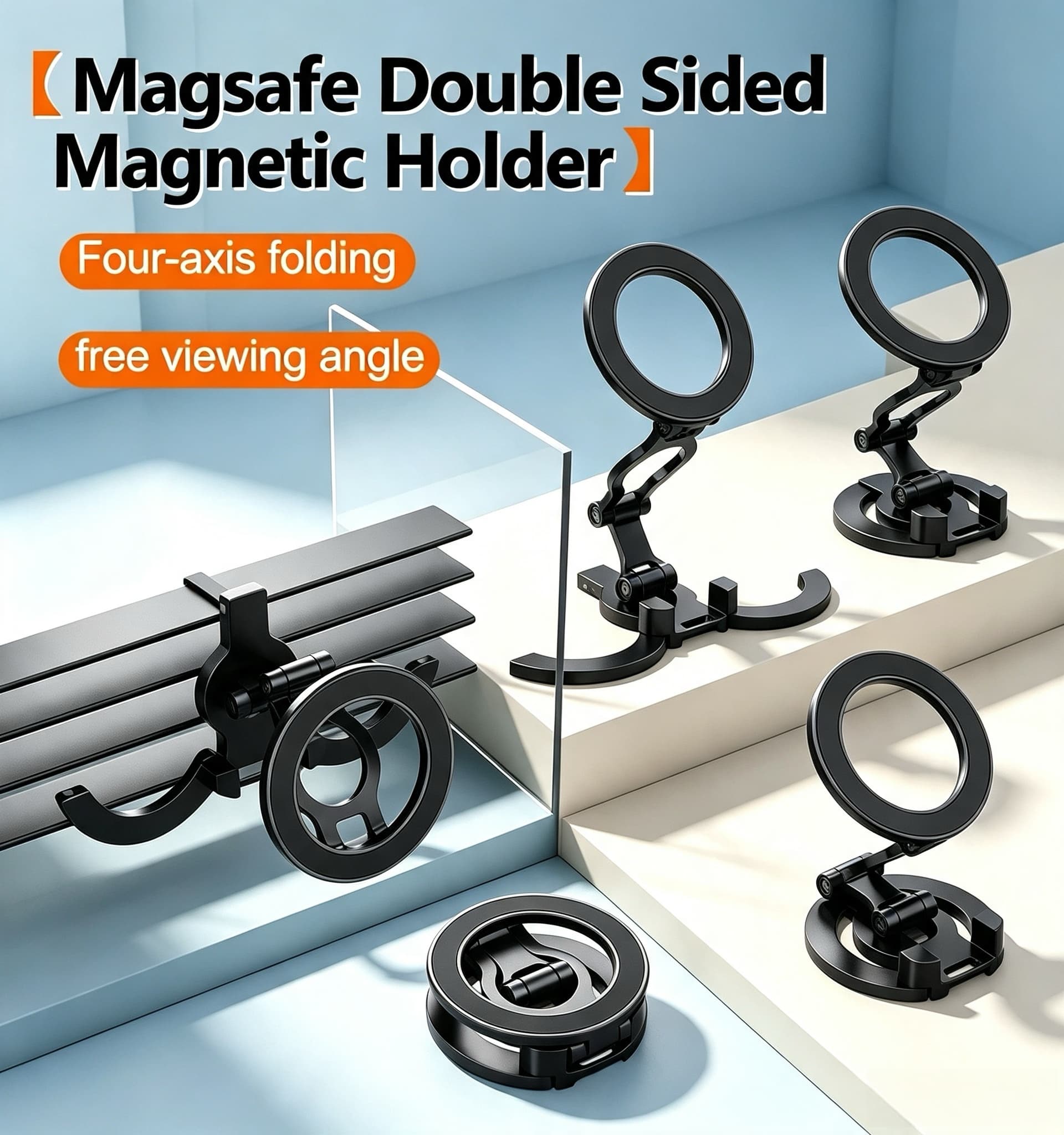 Auto Tracking Tripod - ขาตั้งโทรศัพท์แบบสองด้านพร้อมแม่เหล็กแม็กเซฟ หมุนได้ 360 องศา ° ขาตั้งปรับระดับได้