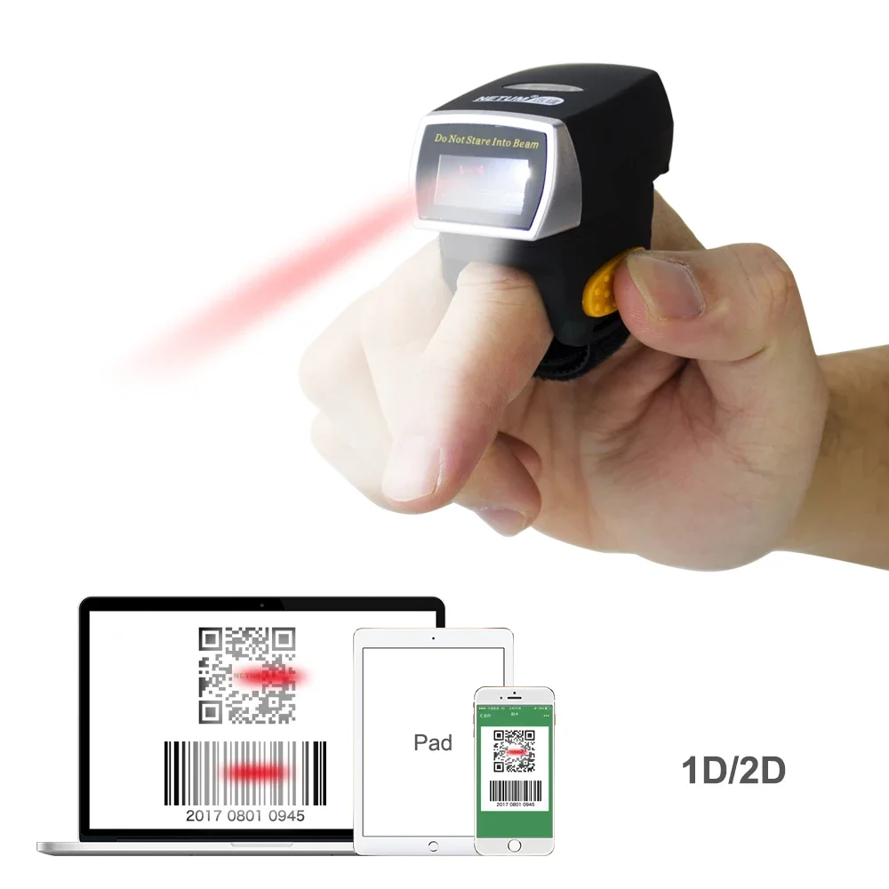 Barcode Scanner Wireless - เครื่องสแกนบาร์โค้ดแบบแหวนนิ้วมือ Netum Mini รุ่นใหม่ CCD 1D