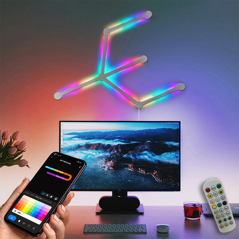 Rgb Desk Lamp Smart - แถบไฟ RGB, การควบคุมแอพบลูทูธสำหรับการซิงค์จังหวะเพลง, ไฟพื้นหลังทีวี DIY, โคมไฟติดผนัง