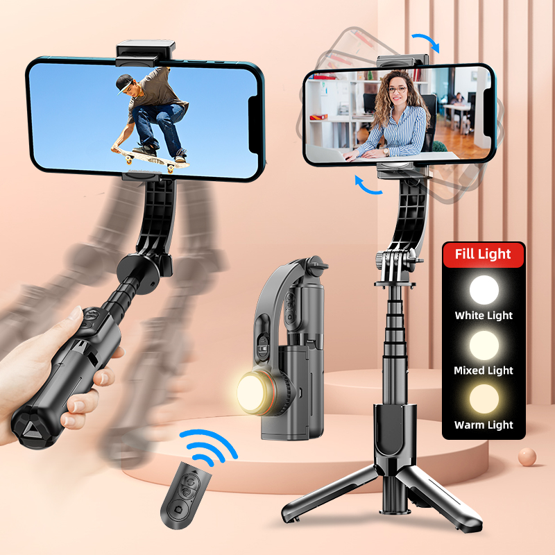 Auto Tracking Tripod - AXNEN กิมบอลไม้เซลฟี่พร้อมขาตั้งกล้อง ยืดได้ 695 มม. พร้อมไฟเติมแสงและรีโมทคอนโทรลสำหรับถ่ายภาพด้วยโทรศัพท์มือถือ