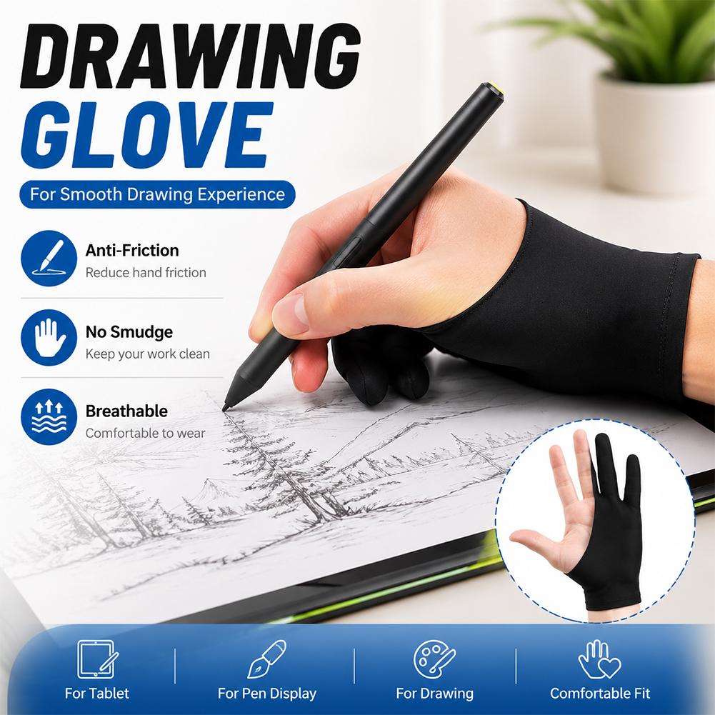 Digital Drawing Tablet - ถุงมือวาดภาพ ถุงมือศิลปินแบบป้องกันหน้าจอสัมผัส ถุงมือป้องกันการเปื้อนแบบยืดหยุ่นระบายอากาศได้ ใช้ได้กับแท็บเล็ตกราฟิกสำหรับวาดภาพดิจิตอล