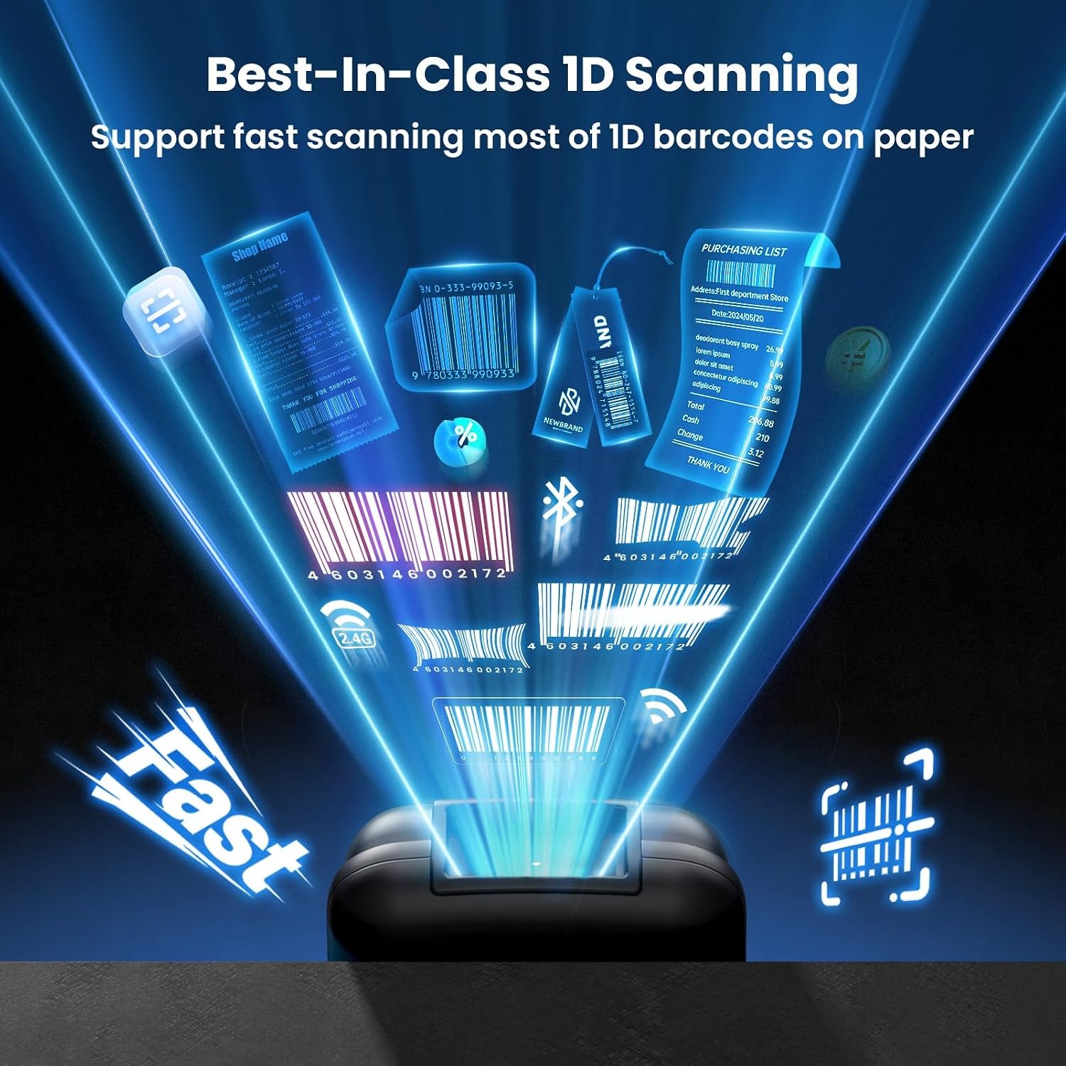เครื่องสแกนบาร์โค้ดขนาดเล็ก EY - Barcode Scanner Wireless บทวิจารณ์และราคา