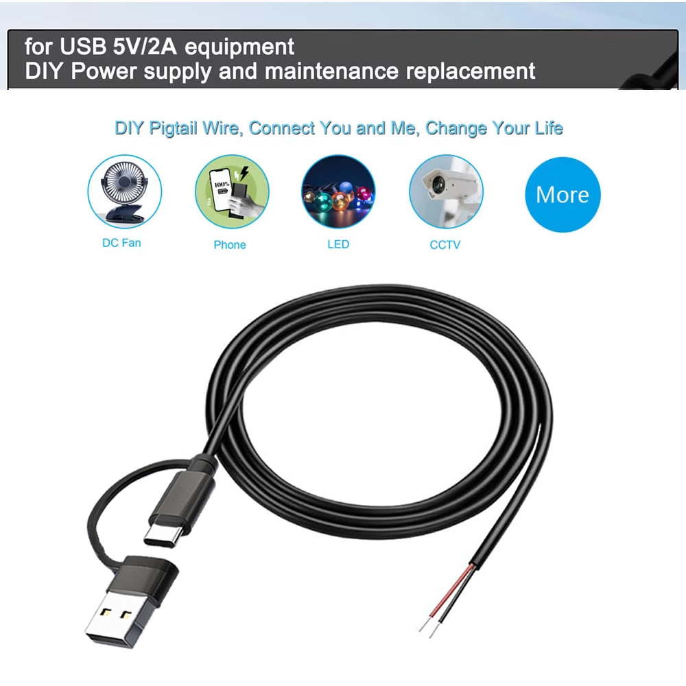 DC 2 พินสายไฟ USB และประเภท C  - Diy Electronics Gadgets บทวิจารณ์และราคา