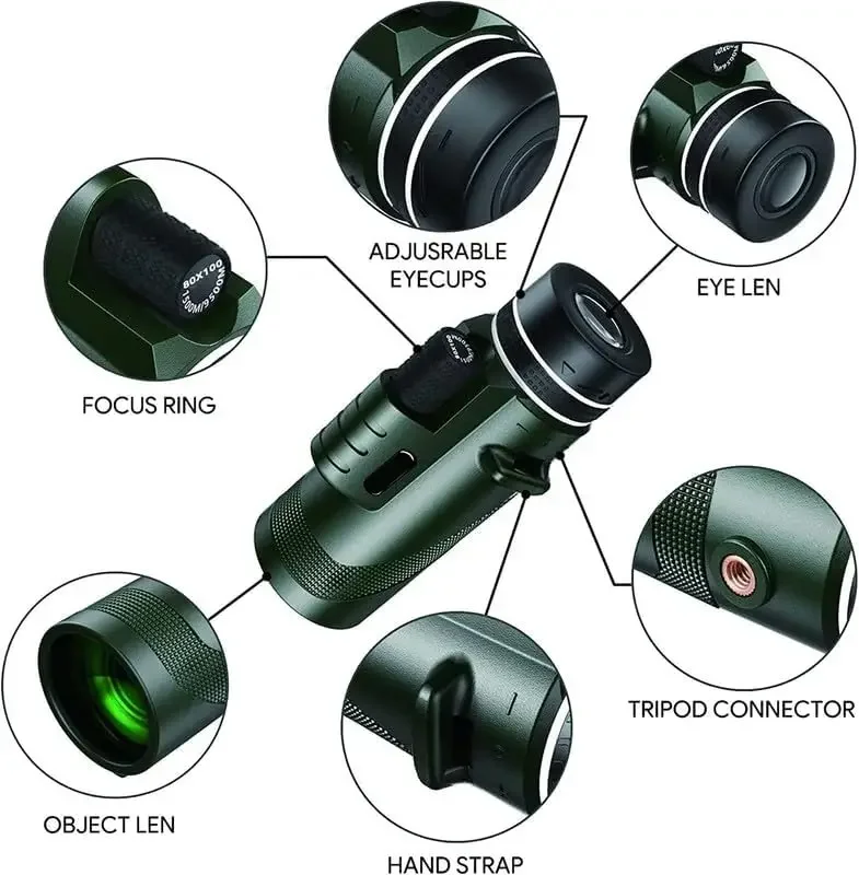 80x100 HD Monocular สําหรับอะแ - Auto Tracking Tripod บทวิจารณ์และราคา
