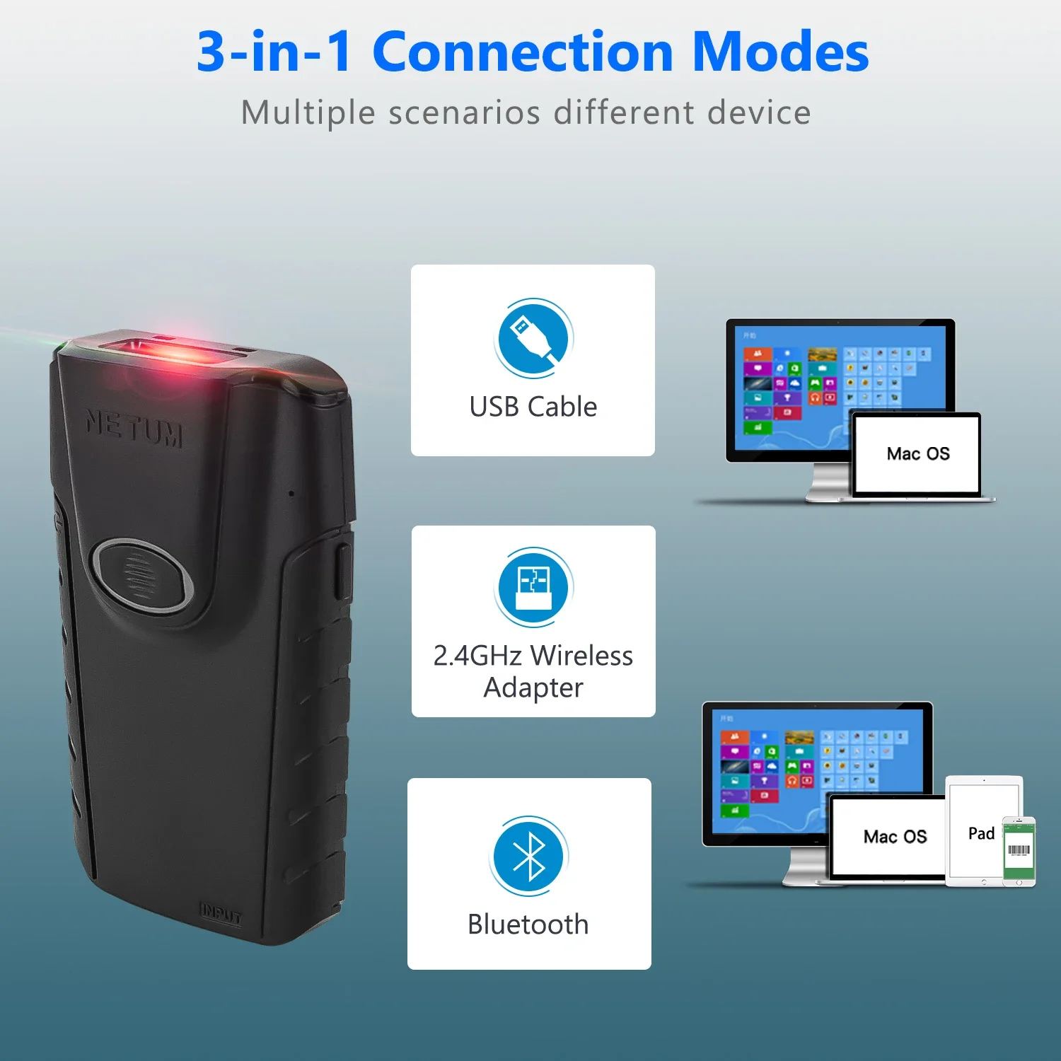 เครื่องอ่านโค้ด QR Netum E800  - Barcode Scanner Wireless บทวิจารณ์และราคา